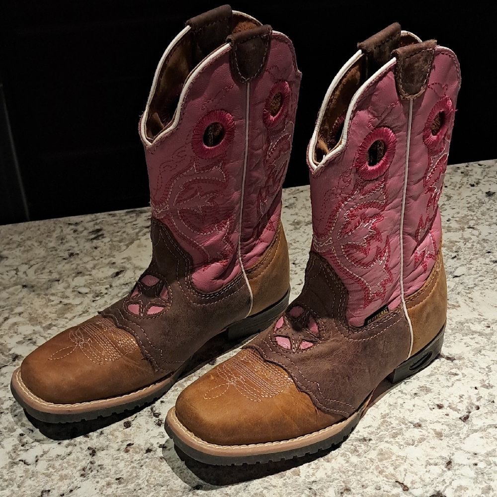 El General Tan and Pink Leather Western Boots